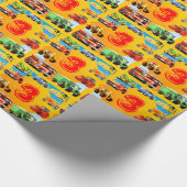 カスタムな男の子の第3誕生日の建築のトラックのギフト ラッピングペーパー (角)