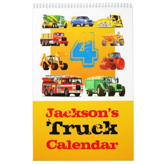 カスタムな男の子の第4誕生日の建築のトラック カレンダー (カバー)