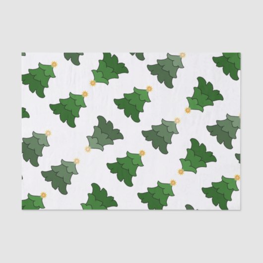 カスタムな白の星が付いているクリスマスツリー 薄葉紙 (正面)