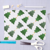 カスタムな白の星が付いているクリスマスツリー 薄葉紙 (クラフト)