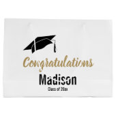 カスタムな白黒卒業のお祝い ラージペーパーバッグ (裏面)