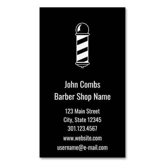 カスタムな白黒理髪店ポーランド人 マグネット名刺 (正面縦)