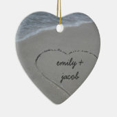 カスタムな砂のハート私達の初めてのクリスマスのオーナメント セラミックオーナメント (右)