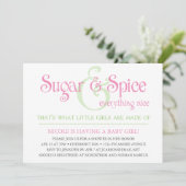 カスタムな砂糖およびスパイスの女の赤ちゃんのシャワーの招待状 招待状 (スタンド正面)