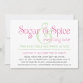 カスタムな砂糖及びスパイスの双生児のベビーシャワーの招待状 招待状 (正面)