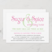 カスタムな砂糖及びスパイスの双生児のベビーシャワーの招待状 招待状 (正面/裏面)