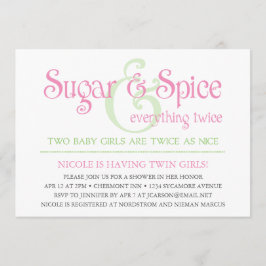 カスタムな砂糖及びスパイスの双生児のベビーシャワーの招待状 招待状