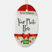 カスタムな私の初めてのクリスマス セラミックオーナメント (右)