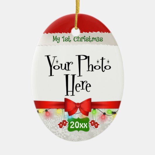 カスタムな私の初めてのクリスマス セラミックオーナメント (正面)
