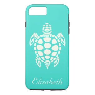 カスタムな種族のウミガメのターコイズおよびアイボリー iPhone 8 PLUS/7 PLUSケース