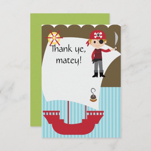 カスタムな精通した海賊は感謝していしています サンキューカード (正面/裏面)