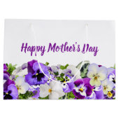 カスタムな紫色によっては幸せな母の日が開花します ラージペーパーバッグ (裏面)