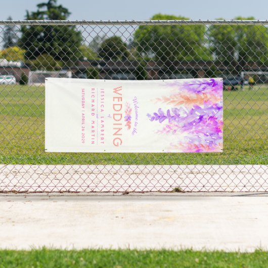 カスタムな紫色のオレンジ結婚式の芸術の歓迎の旗 横断幕 (インサイチュ)