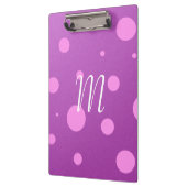 カスタムな紫色の水玉模様のイニシャルのクリップボード クリップボード (左)