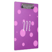 カスタムな紫色の水玉模様のイニシャルのクリップボード クリップボード (右)