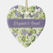 カスタムな紫色の蝶オーナメントの結婚式の引き出物 セラミックオーナメント (右)