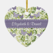 カスタムな紫色の蝶オーナメントの結婚式の引き出物 セラミックオーナメント (正面)