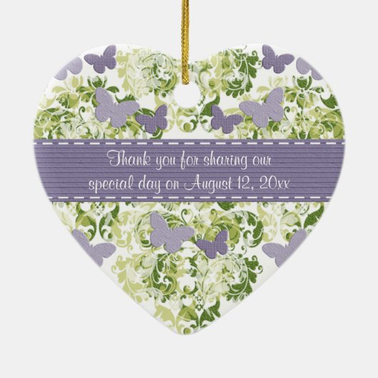 カスタムな紫色の蝶オーナメントの結婚式の引き出物 セラミックオーナメント (裏面)