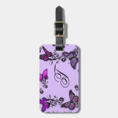 カスタムな紫色の蝶 ラゲッジタグ (正面縦)