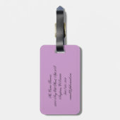 カスタムな紫色の蝶 ラゲッジタグ (裏面縦)