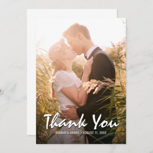 カスタムな結婚式の写真ありがとう サンキューカード (正面/裏面)
