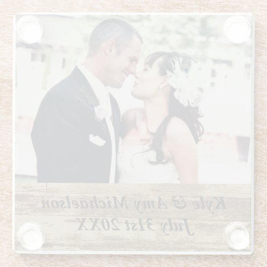 カスタムな結婚式の写真のテーブルのコースター ガラスコースター (裏面)