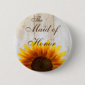 カスタムな結婚式ボタンの国のヒマワリの女中の名誉 缶バッジ (正面)