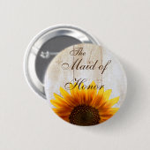 カスタムな結婚式ボタンの国のヒマワリの女中の名誉 缶バッジ (正面&裏面)