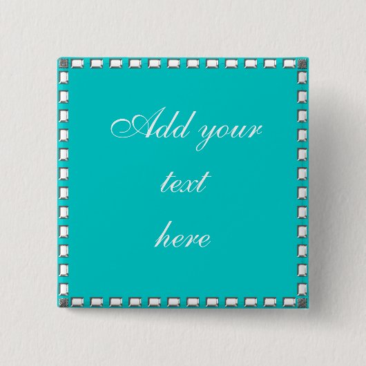 カスタムな結婚式ボタンPinの水晶石造りの水の青 缶バッジ (正面)