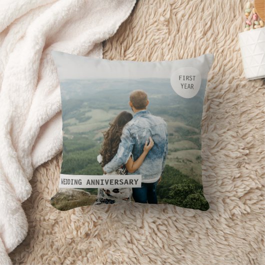 カスタムな結婚記念日最初年のカスタムの写真 クッション (ブランケット)