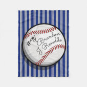 カスタムな署名のスタイルの野球海軍|灰色のストライプ フリースブランケット (正面)