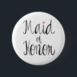 カスタムな背景のおもしろいの原稿のメイド・オブ・オーナー(花嫁付き添い人)ボタン 缶バッジ<br><div class="desc">カスタムな背景のおもしろいの原稿のメイド・オブ・オーナー(花嫁付き添い人)ボタン。 背景色はカスタマイズことができます。 :)</div>
