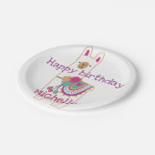 カスタムな背景色のかわいいラマのデザイン ペーパープレート (アングル)