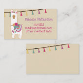 カスタムな背景色のかわいいラマ 名刺 (正面/裏面)