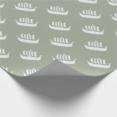 カスタムな背景色のバイキングの船 ラッピングペーパー (角)