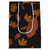 カスタムな色および文字が付いている紅葉 ミディアムペーパーバッグ (裏面)