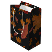 カスタムな色および文字が付いている紅葉 ミディアムペーパーバッグ (裏面アングル)