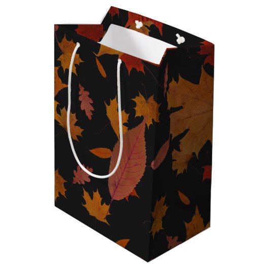 カスタムな色および文字が付いている紅葉 ミディアムペーパーバッグ (裏面アングル)
