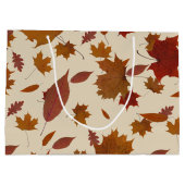 カスタムな色および文字のラベルが付いている紅葉 ラージペーパーバッグ (裏面)