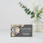 カスタムな色のかぎ針編みホックヤーンの歌う猫 名刺 (スタンド正面)