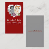 カスタムな色のかぎ針編みホックヤーン猫の名刺 名刺 (正面/裏面)