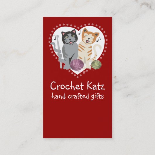 カスタムな色のかぎ針編みホックヤーン猫の名刺 名刺 (正面)