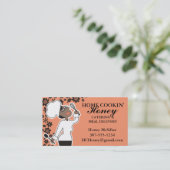 カスタムな色のアフリカ系アメリカ人の女性のシェフのパン屋 名刺 (スタンド正面)