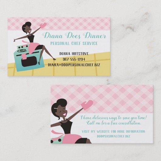 カスタムな色のアフリカ系アメリカ人の女性の料理のベーキング 名刺 (正面/裏面)