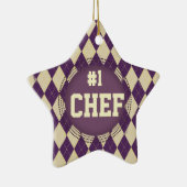 カスタムな色のアーガイル柄のな#1シェフのクリスマスのオーナメント セラミックオーナメント (右)