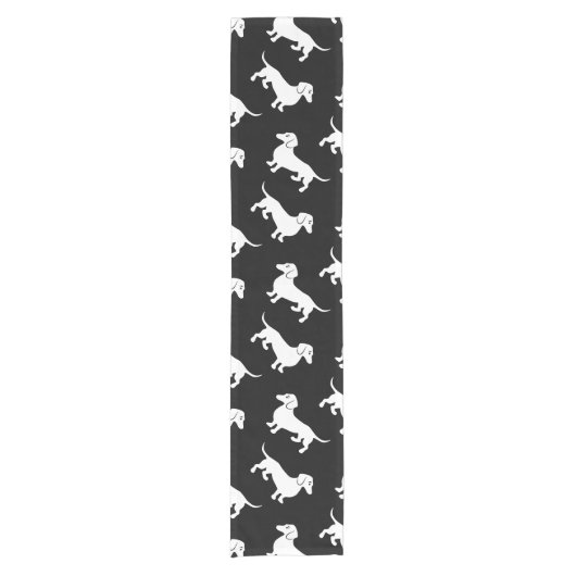 カスタムな色のダックスフントパターン ショートテーブルランナー (正面)