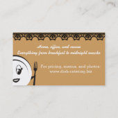 カスタムな色のディナー用大皿の女性のシェフのケータリング 名刺 (裏面)
