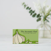 カスタムな色のニンニク片のシェフケイタリングビジネスカード 名刺 (スタンド正面)