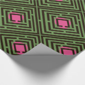 カスタムな色のピンク・スポットの黒の迷路パターン ラッピングペーパー (角)