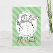 カスタムな色のフランスのなペーストリー作りの職人の雪だるまのクッキー シーズンカード (正面)